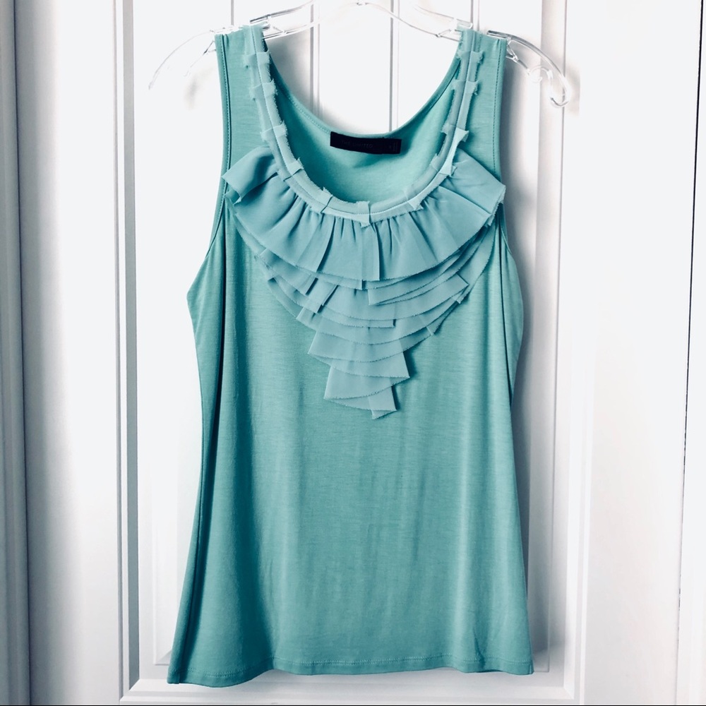 The Limited Turquoise Ruffle Tank size S